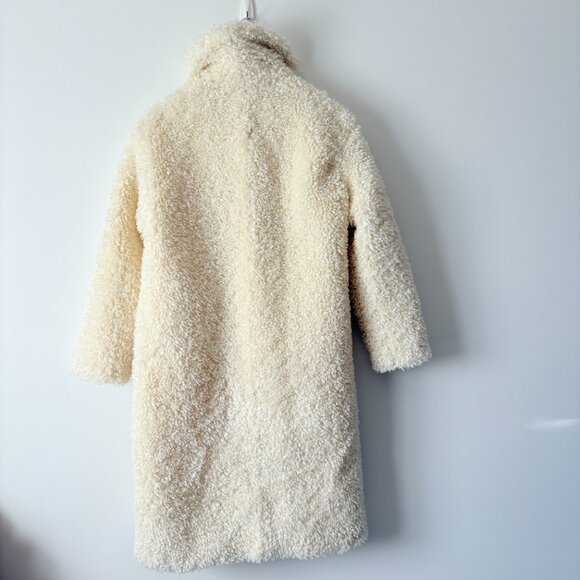 Zara Teddy Bear Faux Shearling Coat Oyster White Blogger Fav Size Small - Picture 11 of 14